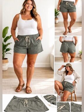 Pact Women's Olive Drawstring Athletic Shorts